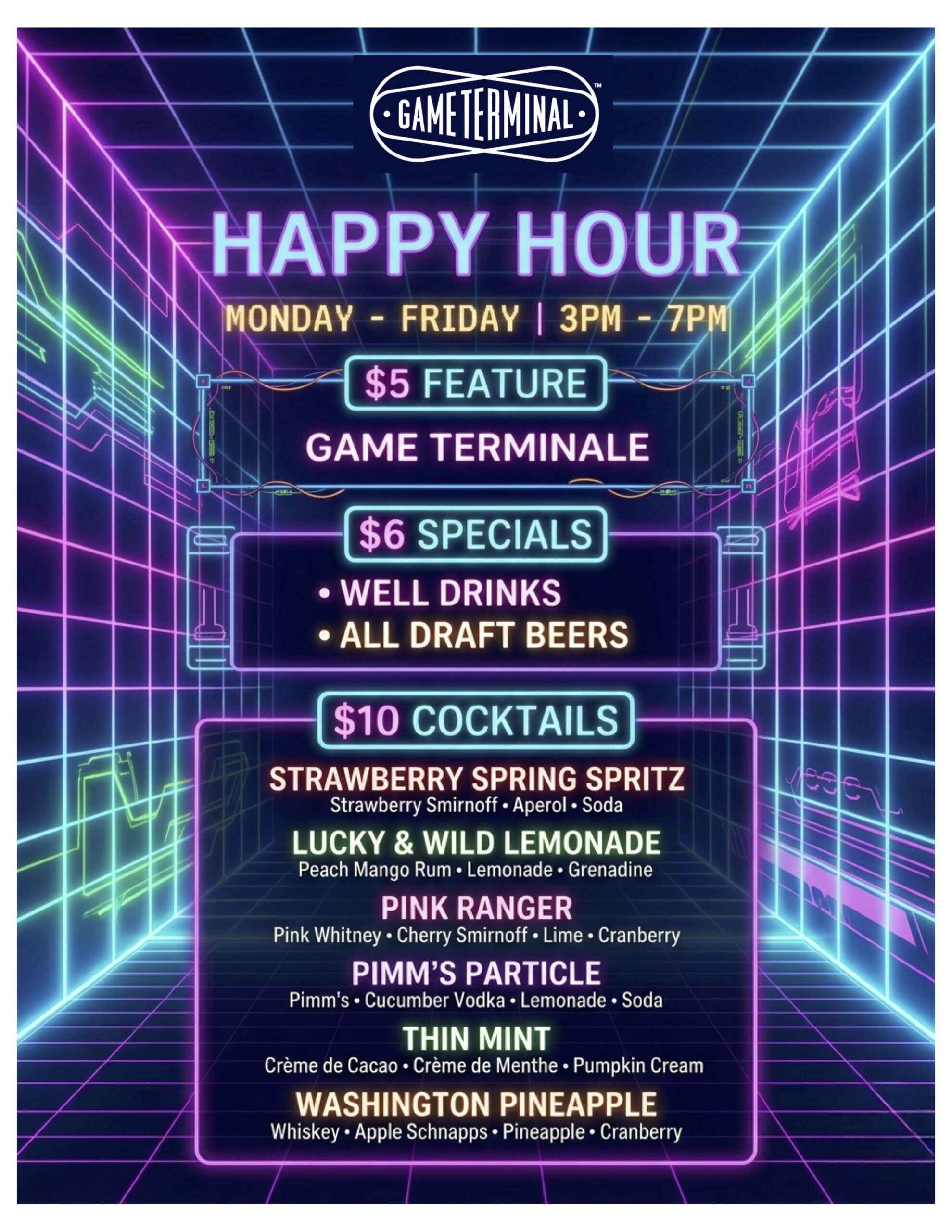 happy hour menu game terminal